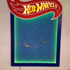 Hot Wheels kisautók fali tárolója ledes világítással - otthon & életmód - babaszoba, gyerekszoba - játéktároló - Meska.hu