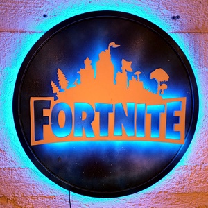 Fortnite - világító falikép, Otthon & Életmód, Dekoráció, Kép & Falikép, Fából készült kép, Festett tárgyak, Famegmunkálás, MESKA