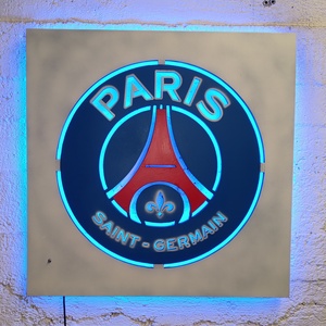 PSG, Paris Saint-Germain rajongóknak világító falikép. - otthon & életmód - dekoráció - kép & falikép - fából készült kép - Meska.hu