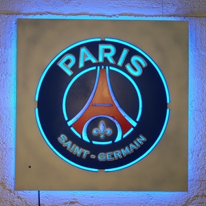 PSG, Paris Saint-Germain rajongóknak világító falikép. - otthon & életmód - dekoráció - kép & falikép - fából készült kép - Meska.hu