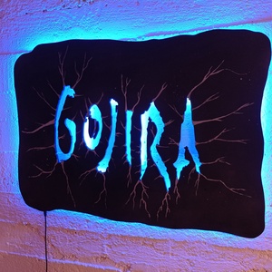 Gojira - rajongóknak készült világító falikép - otthon & életmód - dekoráció - kép & falikép - fából készült kép - Meska.hu