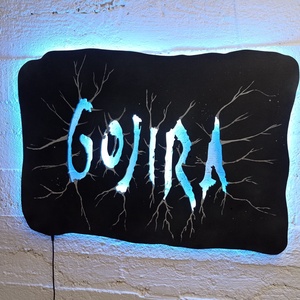 Gojira - rajongóknak készült világító falikép - otthon & életmód - dekoráció - kép & falikép - fából készült kép - Meska.hu