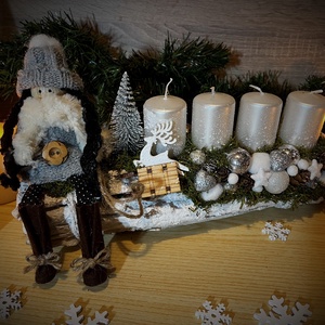 Szánkózó kislány adventi asztaldísz - karácsony - adventi díszek - adventi asztaldísz - Meska.hu