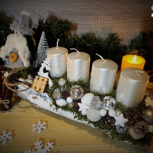 Szánkózó kislány adventi asztaldísz - karácsony - adventi díszek - adventi asztaldísz - Meska.hu