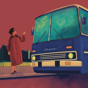 Buszmegálló - Magyar Retró sorozat  - poszter - Farkas Benjamin, Otthon & Életmód, Dekoráció, Kép & Falikép, Művészi nyomat, Fotó, grafika, rajz, illusztráció, MESKA