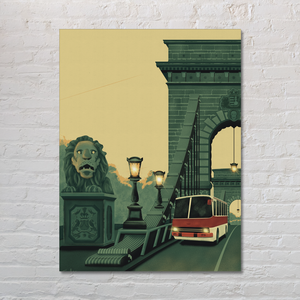 Lánchíd Ikarus busszal - vászonkép - Farkas Benjamin, Művészet, Grafika & Illusztráció, Digitális, Fotó, grafika, rajz, illusztráció, MESKA