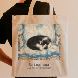 Koyanagui : Alvó macska - vászontáska macskaimádóknak, Táska & Tok, Bevásárlás & Shopper táska, Shopper, textiltáska, szatyor, Fotó, grafika, rajz, illusztráció, Mindenmás, MESKA