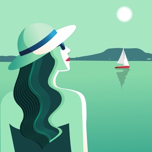 Lány Balaton éjjelén - poszter - Farkas Benjamin, Otthon & Életmód, Dekoráció, Kép & Falikép, Művészi nyomat, Fotó, grafika, rajz, illusztráció, MESKA