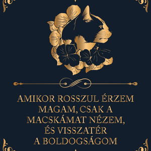 MACSKABOLDOGSÁG - cicás vászonkép idézettel, Otthon & Életmód, Dekoráció, Kép & Falikép, Vászonkép, Fotó, grafika, rajz, illusztráció, MESKA