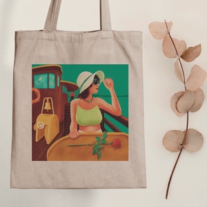 Randi a hajón - vászontáska - Farkas Benjamin, Táska & Tok, Bevásárlás & Shopper táska, Shopper, textiltáska, szatyor, Fotó, grafika, rajz, illusztráció, Mindenmás, MESKA