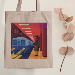 Retró metró - vászontáska - Farkas Benjamin, Táska & Tok, Bevásárlás & Shopper táska, Shopper, textiltáska, szatyor, Fotó, grafika, rajz, illusztráció, Mindenmás, MESKA