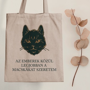 Legjobban a macskákat szeretem - vászontáska - Farkas Benjamin, Táska & Tok, Bevásárlás & Shopper táska, Shopper, textiltáska, szatyor, Fotó, grafika, rajz, illusztráció, Mindenmás, MESKA