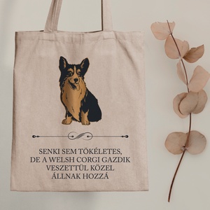 Tökéletes WELSH CORGI gazdik - vászontáska - Farkas Benjamin, Táska & Tok, Bevásárlás & Shopper táska, Shopper, textiltáska, szatyor, Fotó, grafika, rajz, illusztráció, Mindenmás, Meska