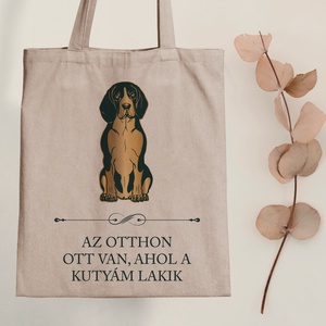 BEAGLE - Az otthon ott van, ahol a kutyám lakik - vászontáska, Táska & Tok, Bevásárlás & Shopper táska, Shopper, textiltáska, szatyor, Fotó, grafika, rajz, illusztráció, Mindenmás, MESKA