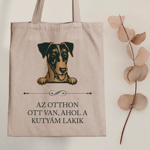 FOX TERRIER - Az otthon ott van, ahol a kutyám lakik - vászontáska, Táska & Tok, Bevásárlás & Shopper táska, Shopper, textiltáska, szatyor, Fotó, grafika, rajz, illusztráció, Mindenmás, MESKA
