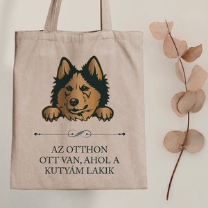 HUSKY - Az otthon ott van, ahol a kutyám lakik - vászontáska, Táska & Tok, Bevásárlás & Shopper táska, Shopper, textiltáska, szatyor, Fotó, grafika, rajz, illusztráció, Mindenmás, MESKA