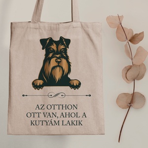 SCHNAUZER - Az otthon ott van, ahol a kutyám lakik - vászontáska, Táska & Tok, Bevásárlás & Shopper táska, Shopper, textiltáska, szatyor, Fotó, grafika, rajz, illusztráció, Mindenmás, MESKA
