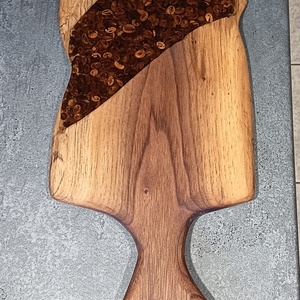 Diófa tálaló kávéval és epoxyval, Otthon & Életmód, Konyhafelszerelés, tálalás, Sütés, főzés, Vágódeszka, Famegmunkálás, MESKA