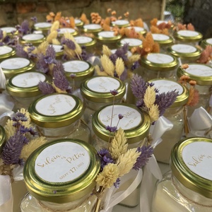 Esküvői köszönőajándék szójagyertya üvegben-személyre szabható monogrammal - esküvő - emlék & ajándék - köszönőajándék - Meska.hu