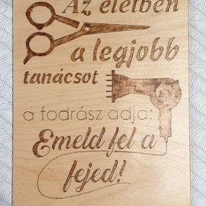Fodrászoknak, Otthon & Életmód, Dekoráció, Kép & Falikép, Táblakép, Gravírozás, pirográfia, MESKA
