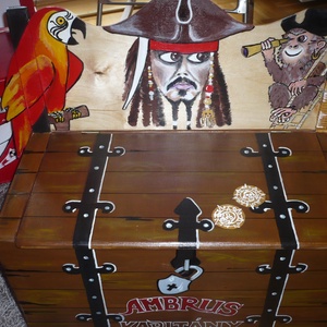  2in1 Kézzel festett játéktároló/pad -  - Meska.hu