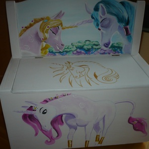  2in1 Kézzel festett játéktároló/pad -  - Meska.hu