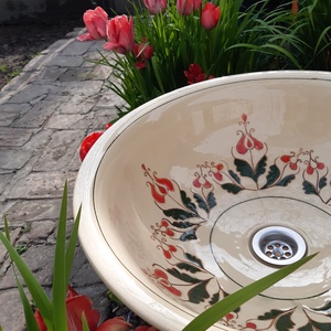 Tulipános mosdótál - otthon & életmód - fürdőszoba - mosdótál - Meska.hu