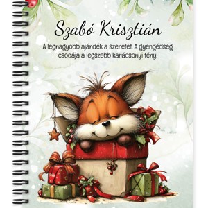 Személyre szabható - Cuki karácsonyi róka és az ajándékok mintás A5-ös füzet, Otthon & Életmód, Papír, írószer, Jegyzetfüzet & Napló, , MESKA