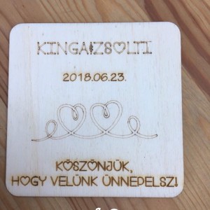 Köszönetajándék fából magyaros- poháralátét, Esküvő, Emlék & Ajándék, Köszönőajándék, , MESKA