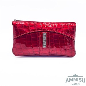 Meggy piros lakk krokkómintás egyenes swarovski köves női bőr pénztárca G5023 - táska & tok - pénztárca & más tok - pénztárca - női pénztárca - Meska.hu
