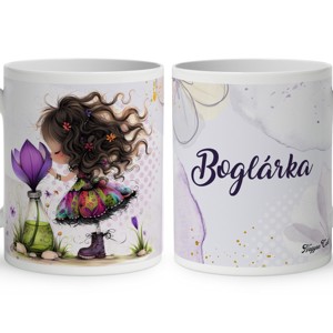Névvel kérhető - Kedves krókusz virágos tündér mintás bögre, Otthon & Életmód, Konyhafelszerelés, tálalás, Tálalás, Bögre & Csésze, , MESKA