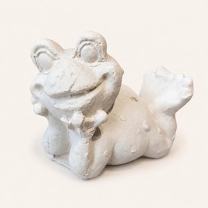 Könyöklő béka kerámiapor figura � natúr - Meska.hu