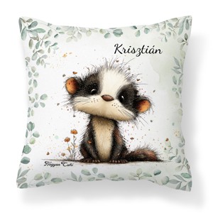 Névvel kérhető - Az erdő bölcs remetéje, a cuki borz mintás párna, Otthon & Életmód, Lakástextil, Párna & Párnahuzat, Díszpárna (belsővel együtt), , MESKA