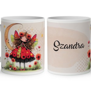 Névvel kérhető - Cuki pipacs tündérlány és a hold mintás bögre, Otthon & Életmód, Konyhafelszerelés, tálalás, Tálalás, Bögre & Csésze, , MESKA