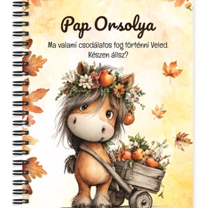 Személyre szabható - Cuki őszi póni almával mintás A6-os füzet, Otthon & Életmód, Papír, írószer, Jegyzetfüzet & Napló, , MESKA