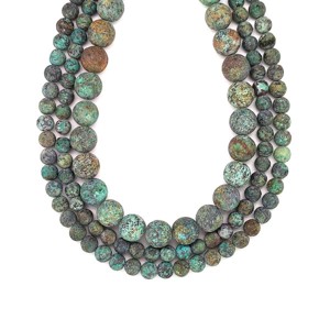 Türkiz afrikai matt golyó A 8-9mm  ékszerkészítő alapanyag (füzér), Kellékek & szerszámok, Ásvány alapanyag, Ásványfüzér, , MESKA