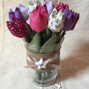 Textil tulipán / szett: 12 db/ ingyen ajándékkísérővel - otthon & életmód - dekoráció - virágdísz és tartó - csokor & virágdísz - Meska.hu