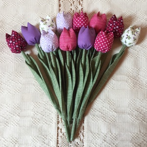 Textil tulipán / szett: 12 db/ ingyen ajándékkísérővel - otthon & életmód - dekoráció - virágdísz és tartó - csokor & virágdísz - Meska.hu