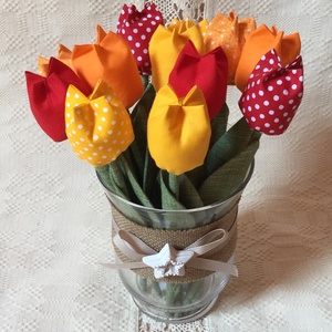 Textil tulipán /szett: 12 db/ ingyen ajándékkísérővel - otthon & életmód - dekoráció - Meska.hu