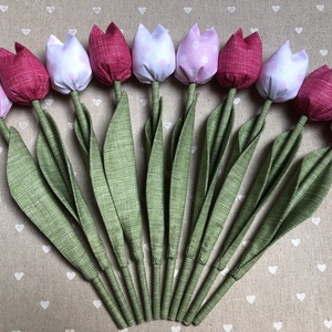 Textil tulipán /szett: 10 db/ ingyen ajándékkísérővel, Otthon & Életmód, Csokor & Virágdísz, Dekoráció, Virágdísz és tartó, Varrás, MESKA