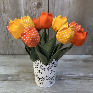 Textil tulipán kaspóban /szett: 12 db/ ingyen ajándékkísérővel - otthon & életmód - dekoráció - virágdísz és tartó - csokor & virágdísz - Meska.hu