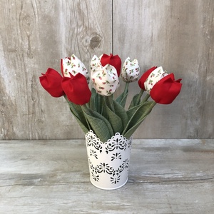 Textil tulipán / szett: 10 szál vegyesen/ ingyen ajándékkísérővel -  - Meska.hu
