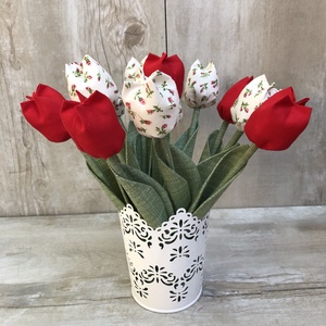 Textil tulipán / szett: 10 szál vegyesen/ ingyen ajándékkísérővel -  - Meska.hu
