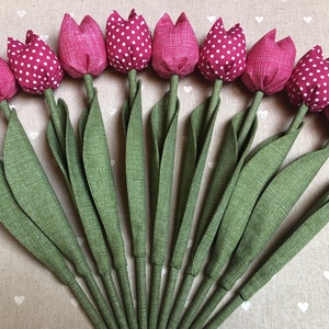 Textil tulipán /szett: 10 db/ ingyen ajándékkísérővel, Otthon & Lakás, Dekoráció, Csokor & Virágdísz, Virágdísz és tartó, Varrás, MESKA