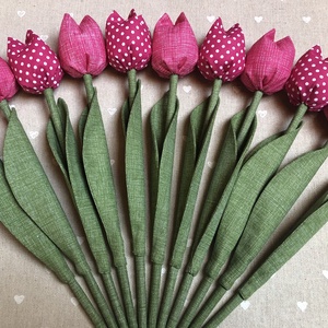 Textil tulipán /szett: 10 db/ ingyen ajándékkísérővel - Meska.hu