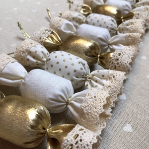 Textil szaloncukor /szett: 10 db/ - karácsony - karácsonyi lakásdekoráció - karácsonyfadíszek - Meska.hu