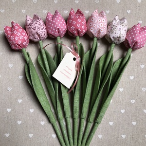 Anyák napi textil tulipán /szett: 7 db/ , Otthon & Lakás, Dekoráció, Virágdísz és tartó, Csokor & Virágdísz, Varrás, MESKA