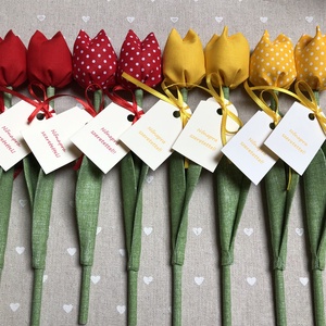 Nőnapi textil tulipánok / szett: 8 db/ ingyen ajándékkísérővel, Otthon & Életmód, Dekoráció, Virágdísz és tartó, Csokor & Virágdísz, Varrás, MESKA