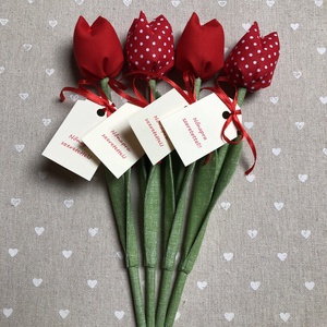 Nőnapi textil tulipánok / szett: 4 db/ ingyen ajándékkísérővel - Meska.hu
