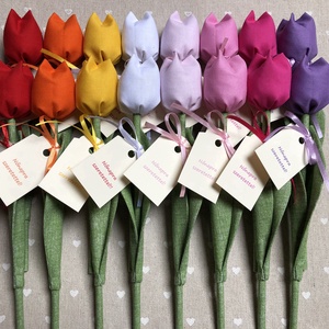 Nőnapi textil tulipánok / szett: 16 db/ ingyen ajándékkísérővel - Meska.hu